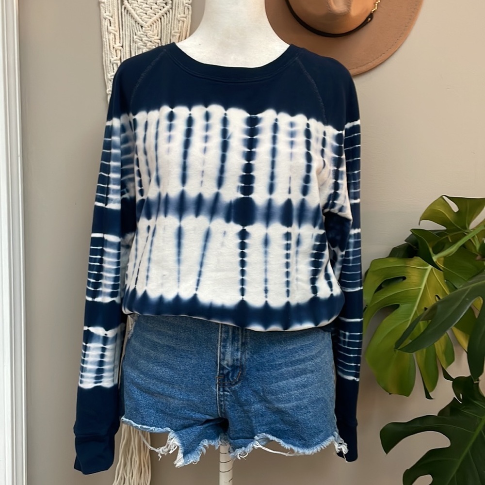 Old Navy | NWOT Navy Blue & White Tie Dye Crew Neck Sweater - M
